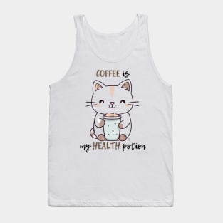 Cozy Cat with Coffee Cup Design Tank Top